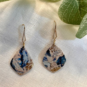 Blue, White, & Gold Foil Earrings