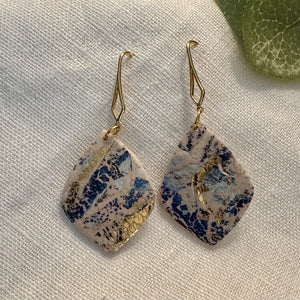 Blue, White, & Gold Foil Earrings