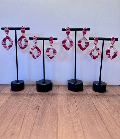 Red and White Sparkle Diamond Earrings