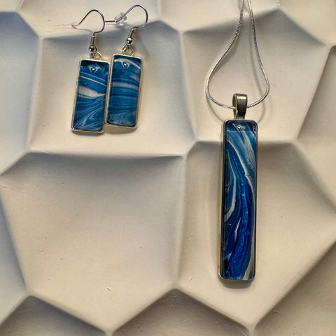 Hand Painted Pendant and Earrings